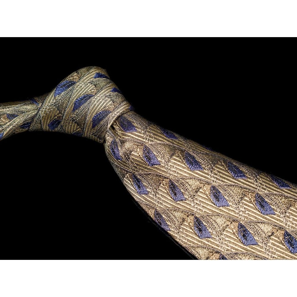 J.Z. Richards Gold Blue Geometric 100% Silk Mens Designer Tie